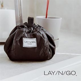 img 3 attached to Lay-n-Go Cosmo Deluxe - 22 inch Black Drawstring Makeup Organizer for Travel & Daily Use