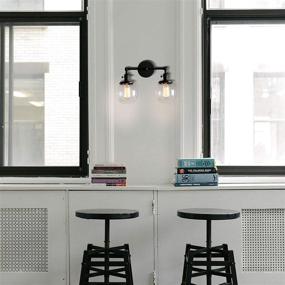 img 3 attached to 💡 Vintage 2-Light Wall Sconce with Globe Glass, Black Vanity Light Fixtures - Ideal Industrial Wall Lamp Lighting for Bathroom and Living Room