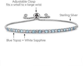 img 3 attached to 💎 Tirafina Gemstone and Lab-Created White Sapphire Bolo Bracelet, Sterling Silver, Easy-On Easy-Off, Adjustable Length (6, 7, and 8-inch Wrist Sizes)