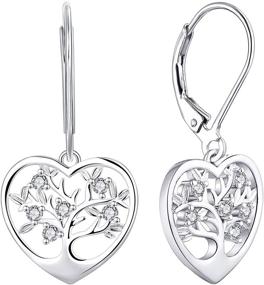 img 3 attached to 🌳 JO WISDOM 925 Sterling Silver CZ Tree of Life Earrings