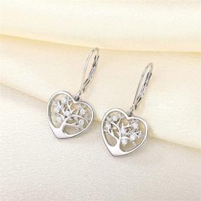 img 2 attached to 🌳 JO WISDOM 925 Sterling Silver CZ Tree of Life Earrings