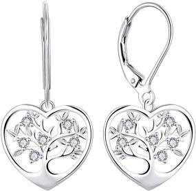 img 4 attached to 🌳 JO WISDOM 925 Sterling Silver CZ Tree of Life Earrings