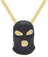 💎 bling crystal out mask pendant cuban chain necklace for hip hop nightclub bars: nsitbbuery exclusivity logo