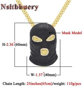 img 3 attached to 💎 Bling Crystal Out Mask Pendant Cuban Chain Necklace for Hip Hop Nightclub Bars: Nsitbbuery Exclusivity