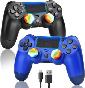 img 4 attached to 🎮 AUGEX Wireless Game Controllers - Controller Remote Control with Charging Cable and Double Shock - Black and Blue