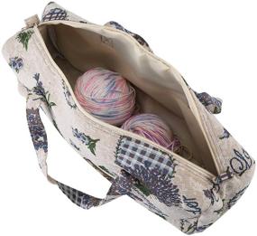 img 1 attached to Ultimate Portable DIY Knitting Bag: Purple Flower Storage Organizer 🧶 for Household Sewing Needles, Knitting Supplies, Fabric Crafts, and Crochet Hooks