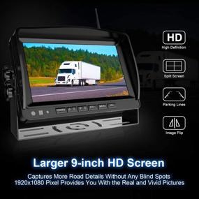 img 3 attached to 📷 Fookoo HD 1080P Wireless Backup Camera System: 9" Quad Split Screen, IP69 Waterproof Rear View Cameras, Parking Lines - Ideal for Furrion RV/Trailer/Truck - DW9T4