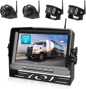 img 4 attached to 📷 Fookoo HD 1080P Wireless Backup Camera System: 9" Quad Split Screen, IP69 Waterproof Rear View Cameras, Parking Lines - Ideal for Furrion RV/Trailer/Truck - DW9T4