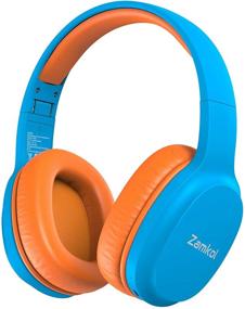 img 4 attached to 🎧 Zamkol Kids Bluetooth Wireless Headphones - 40 Hours Playtime, Foldable Stereo Wireless Headset with Mic, Safe Volume Limit 85dB - for PC, Cell Phones, TV, iPad (Blue)
