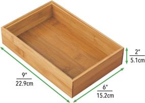 img 1 attached to 🎋 mDesign Bamboo Drawer Organizer Tray Bin - Stackable, Eco-Friendly - Ideal for Kitchen Cabinets, Countertops, Shelves, Pantry - Natural Wood Finish, 9" Long, 2 Pack