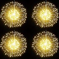 🌼 200 led dandelion fairy string lights: dimmable remote control, waterproof copper wire starburst lights for patio party christmas decor логотип