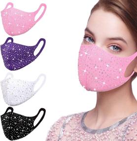 img 4 attached to 💎 Dazzling Rhinestone Sequin Sparkle Face Mask for Women - Glitter Bling Diamond Bedazzled Crystal Decorative Mask