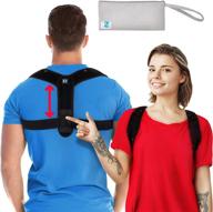 👕 b2b black neoprene posture corrector for men and women – relieve back, shoulder, and neck pain with adjustable body trainer and bag логотип