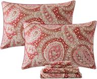 🌺 fadfay luxury paisley sheets set king: classy red and gold floral farmhouse bedding - elegant red paisley bedding set 100% cotton: super soft, hypoallergenic, deep pocket fitted sheet - 4-pieces, king size logo