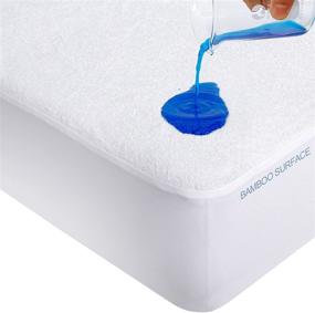img 4 attached to 🌧 Twin Waterproof Mattress Protector: Ultra Soft Bamboo Terry Cover for Deep Pocket Mattress (Up to 14")