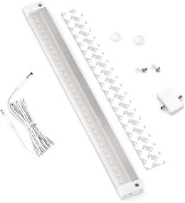 img 2 attached to EShine 12 inch LED Under Cabinet Lighting Bar Panel in White Finish with Accessories - Power Supply Not Included, NO IR Sensor, Warm White 3000K