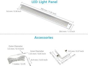 img 1 attached to EShine 12 inch LED Under Cabinet Lighting Bar Panel in White Finish with Accessories - Power Supply Not Included, NO IR Sensor, Warm White 3000K