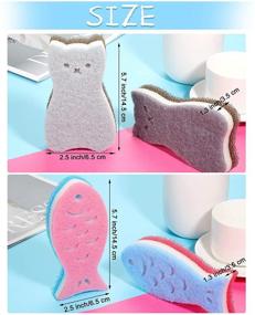 img 3 attached to 🐱 Premium 8-Piece Cat Fish Kitchen Scrub Sponges for Non-Scratch Cleaning - Ideal for Dishes, Pots, Pans & Sinks