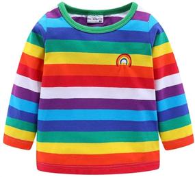 img 4 attached to LittleSpring Rainbow Sleeve Boys' T-Shirt: Vibrant Months Apparel for Fashionable Kids