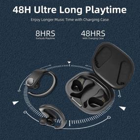 img 1 attached to 🎧 Беспроводные наушники Sewowibo Sports: гарнитура с Bluetooth 5.0, наушники с крючками для ушей с глубоким басом, защитой от воды IPX7, шумоподавлением, временем воспроизведения 48 часов - идеально подходят для тренировок и бега.