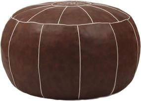 img 3 attached to ZEFEN Decorative Pouf Foot Stool: Versatile Leather Ottoman for Storage, Resting, and Fashionable Seating in Living Rooms, Bedrooms, Kids Rooms, and Weddings (Saddlebrown)