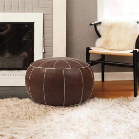 img 1 attached to ZEFEN Decorative Pouf Foot Stool: Versatile Leather Ottoman for Storage, Resting, and Fashionable Seating in Living Rooms, Bedrooms, Kids Rooms, and Weddings (Saddlebrown)