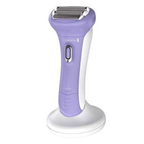 img 4 attached to 💜 Remington WDF5030A Smooth & Silky Electric Shaver for Women: 4-Blade Foil Shaver, Bikini Trimmer, & Almond Oil Strip - Purple/White