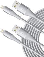 nylon lightning cable - xcentz 2pack 10ft mfi certified iphone charger for fast charging - silver logo