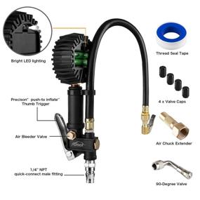 img 3 attached to 🚗 AUTDER Heavy Duty Digital Tire Pressure Gauge with Air Compressor Accessories - 235PSI, Quick Connect & Release Lock Air Chuck, Tire Inflator Deflate Gauge for Truck, Car, SUV, RV, Motorcycle