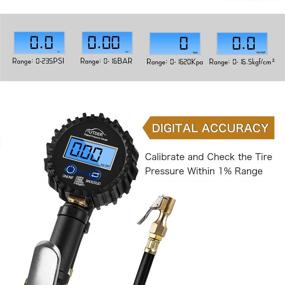 img 1 attached to 🚗 AUTDER Heavy Duty Digital Tire Pressure Gauge with Air Compressor Accessories - 235PSI, Quick Connect & Release Lock Air Chuck, Tire Inflator Deflate Gauge for Truck, Car, SUV, RV, Motorcycle