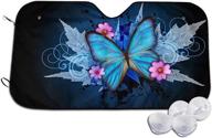 🦋 щит от солнца для лобового стекла hitamus blue butterfly flower: защитите свой автомобиль от вредного ультрафиолетового излучения и сохраните прохладу - складной, идеально подходит для большинства автомобилей, внедорожников и грузовиков - размер: 55" x 29.9 логотип