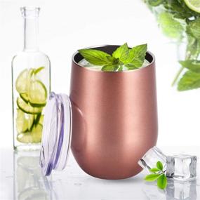 img 1 attached to 🥂 Stylish 4 Pack Rose Gold Wine Tumbler Set with Insulated Stainless Steel, Lid, Straws & Brushes - 12 Oz Double Wall Vacuum Wine Glasses for Thermal Enhancement