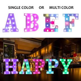 img 2 attached to 🌈 LED Colorful Marquee Letter Lights - 18 Colors Changing Alphabet Letters Sign with Timer Remote for Night Light Wedding, Birthday, Party Décor - Christmas, Home, Bar Lamp - Colorful M