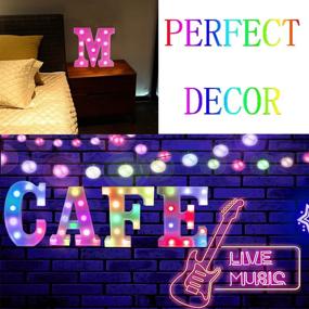 img 1 attached to 🌈 LED Colorful Marquee Letter Lights - 18 Colors Changing Alphabet Letters Sign with Timer Remote for Night Light Wedding, Birthday, Party Décor - Christmas, Home, Bar Lamp - Colorful M