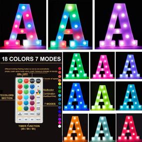 img 3 attached to 🌈 LED Colorful Marquee Letter Lights - 18 Colors Changing Alphabet Letters Sign with Timer Remote for Night Light Wedding, Birthday, Party Décor - Christmas, Home, Bar Lamp - Colorful M