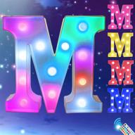 🌈 led colorful marquee letter lights - 18 colors changing alphabet letters sign with timer remote for night light wedding, birthday, party décor - christmas, home, bar lamp - colorful m логотип