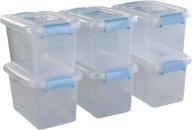 doryh 5 l clear transparent plastic storage bin with lid - set of 6, with handles logo