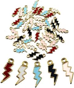 img 3 attached to ⚡ Colorful Zinc Alloy Flash Lightning Charms - Perfect for DIY Necklaces, Bracelets & Accessories - Set of 50pcs