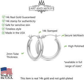 img 2 attached to 💎 Timeless Elegance: 14k Gold Polished Round Small Hoop Earrings (0.55" Diameter)