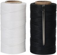 tenn well leather sewing waxed thread kit - 2pcs x 260m flat wax sail thread with needles for leather diy projects (black, white) logo