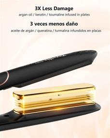 img 3 attached to Terviiix Professional 450°F Hair Straightener - Non-Snagging Ceramic Flat Iron, 1 inch Width - Minimizes Hair Damage, Straightens & Curls, Fast Heating in 15s, 5 Adjustable Heat Settings