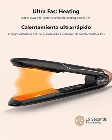 img 2 attached to Terviiix Professional 450°F Hair Straightener - Non-Snagging Ceramic Flat Iron, 1 inch Width - Minimizes Hair Damage, Straightens & Curls, Fast Heating in 15s, 5 Adjustable Heat Settings