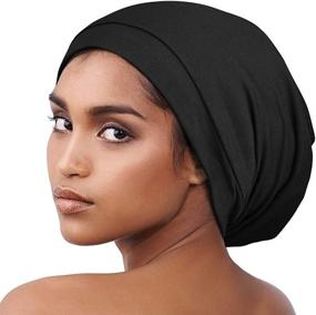 img 4 attached to 💤 Satin Lined Sleep Cap Slouchy Beanie Slap Hat – Comfortable Elastic Band, Stay-On All Night