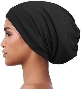 img 3 attached to 💤 Satin Lined Sleep Cap Slouchy Beanie Slap Hat – Comfortable Elastic Band, Stay-On All Night