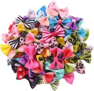 🎀 yaka 60pcs (30 pairs) 1.5-inch grosgrain ribbon mini bow ties - craft rose appliques for wedding hair bow diy decor - 30 color options (style 1) logo