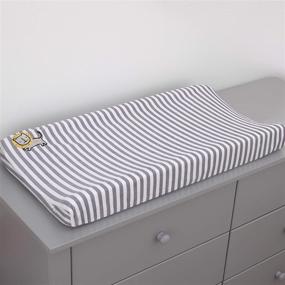 img 2 attached to 🦁 Little Love By Nojo Roarsome Lion Plush Changing Pad Cover: Grey & White Stripe with Yellow Lion Applique