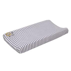 img 3 attached to 🦁 Little Love By Nojo Roarsome Lion Plush Changing Pad Cover: Grey & White Stripe with Yellow Lion Applique