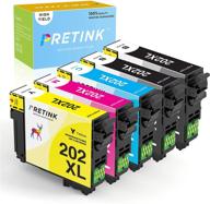 pretink remanufactured ink cartridges - epson 202xl t202xl replacement (2 black, 1 cyan, 1 magenta, 1 yellow) - works with epson workforce wf-2860 wf2860, expression home xp-5100 xp5100 printer - 5 pack logo