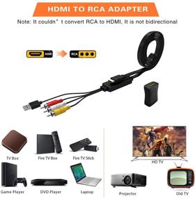 img 2 attached to Кабель-конвертер Digitblue HDMI в RCA - адаптер видеоаудио AV 1080P, поддержка PAL/NTSC, совместим с Amazon Fire Stick, Roku, Chromecast, ПК, ноутбуком, телевизором, DVD, PS3, PS4, Xbox и др.