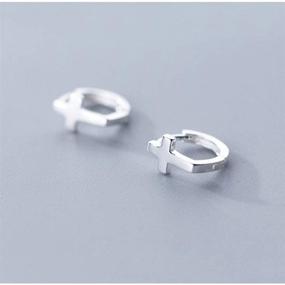 img 1 attached to ✨ Minimalist Sterling Silver Tiny Sleeper Hoop Earrings for Women Girls - Faith Hope Small Cartilage Tragus Huggie Hoops Cuffs Studs Fashion Jewelry Gifts Unisex Birthday BFF - Hypoallergenic